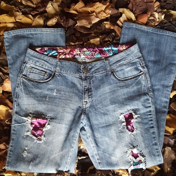 Premiere jeans with silky floral patches - Picture 1 of 4